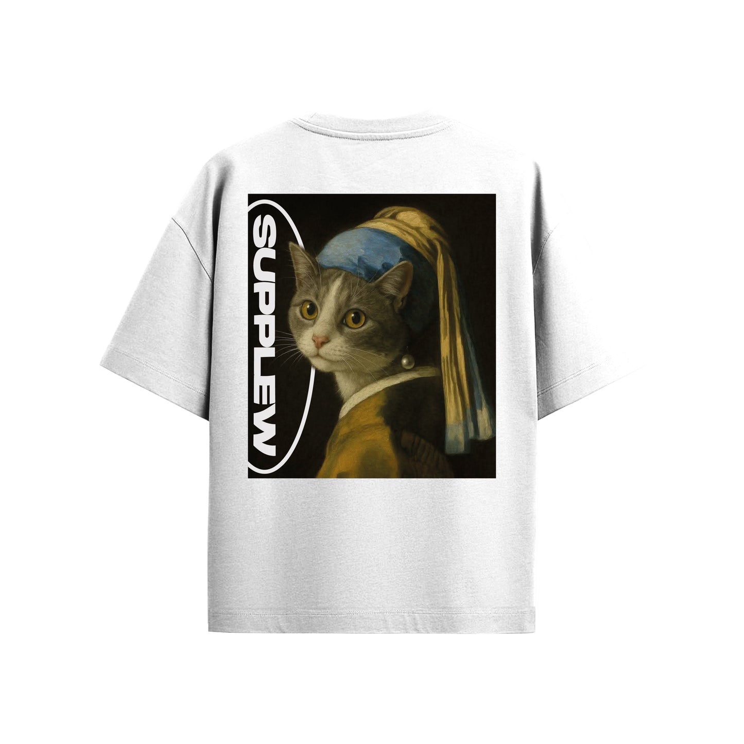 Supplew™ Oversize İnci Küpeli Kedi T-Shirt