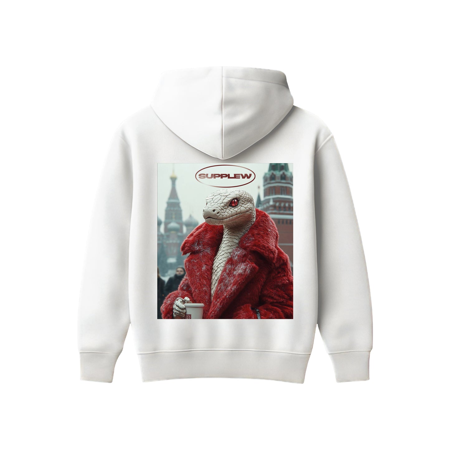 Supplew™ Kırmızı Kürklü Yılan Oversize Hoodie
