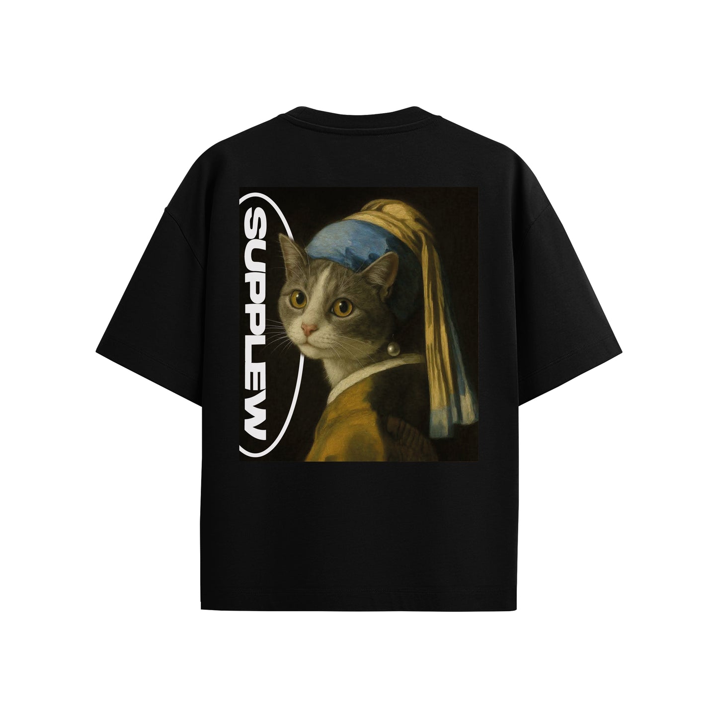 Supplew™ Oversize İnci Küpeli Kedi T-Shirt