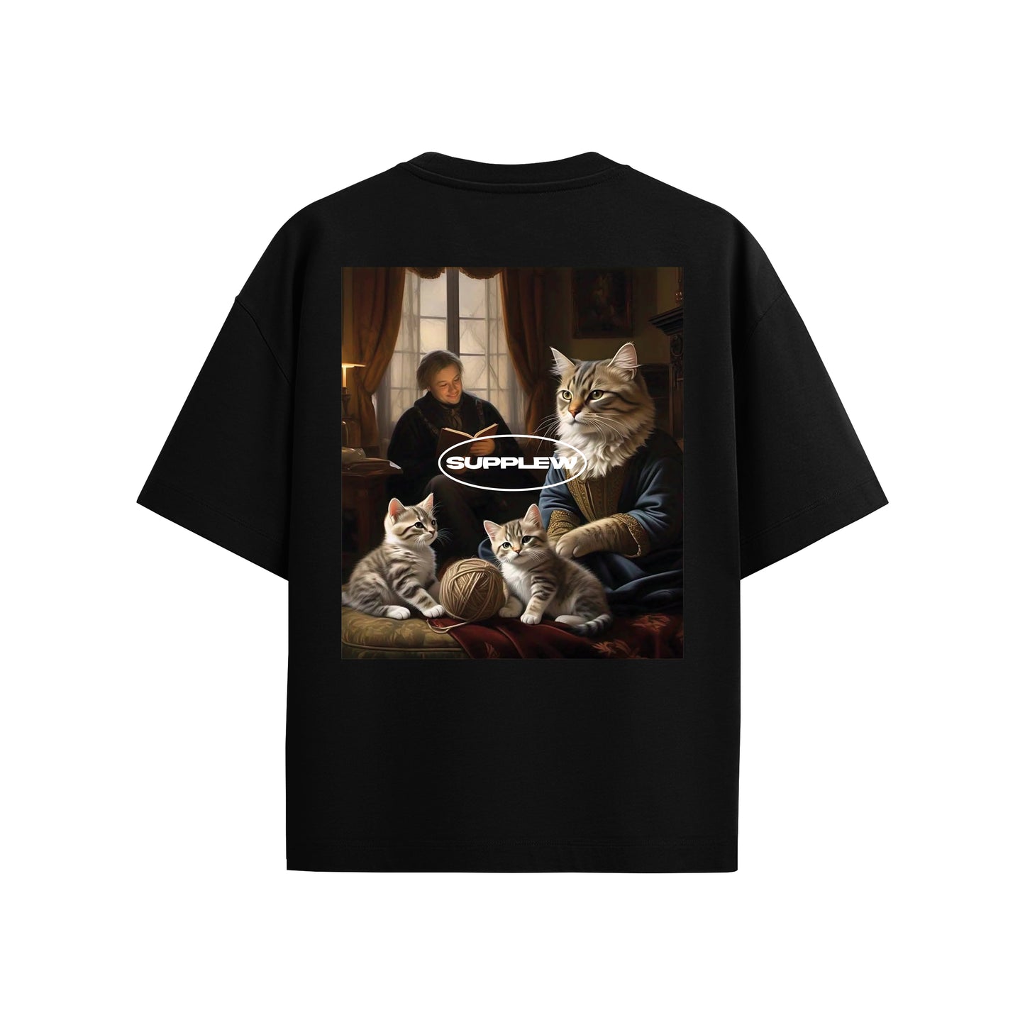 Supplew™ Oversize Anne ve Yavruları Kedi T-Shirt
