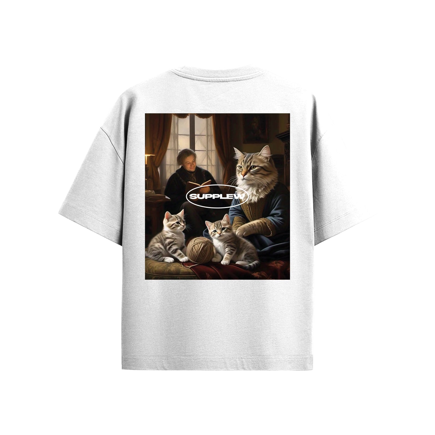 Supplew™ Oversize Anne ve Yavruları Kedi T-Shirt