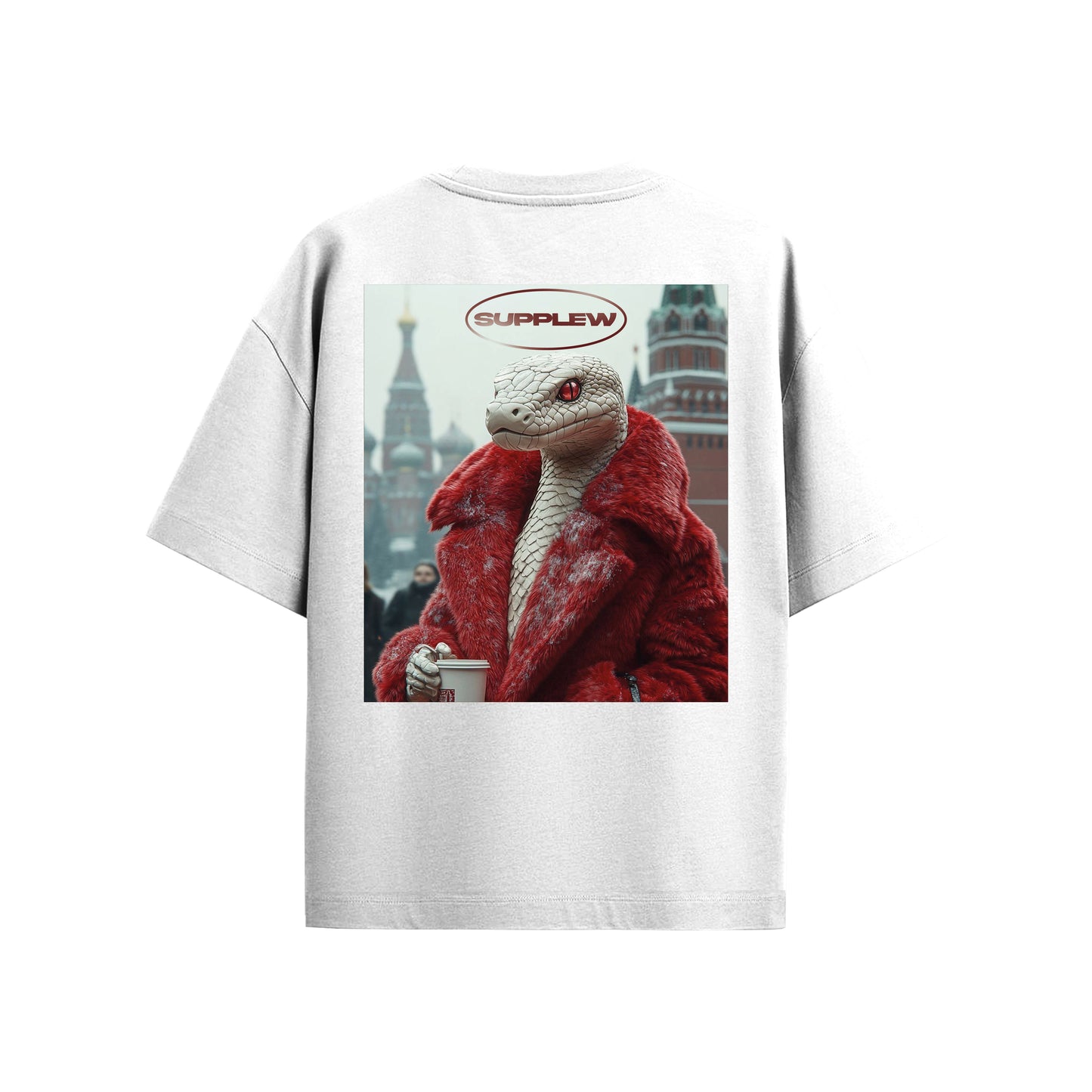Supplew™ Oversize Kırmızı Kürklü Yılan T-Shirt