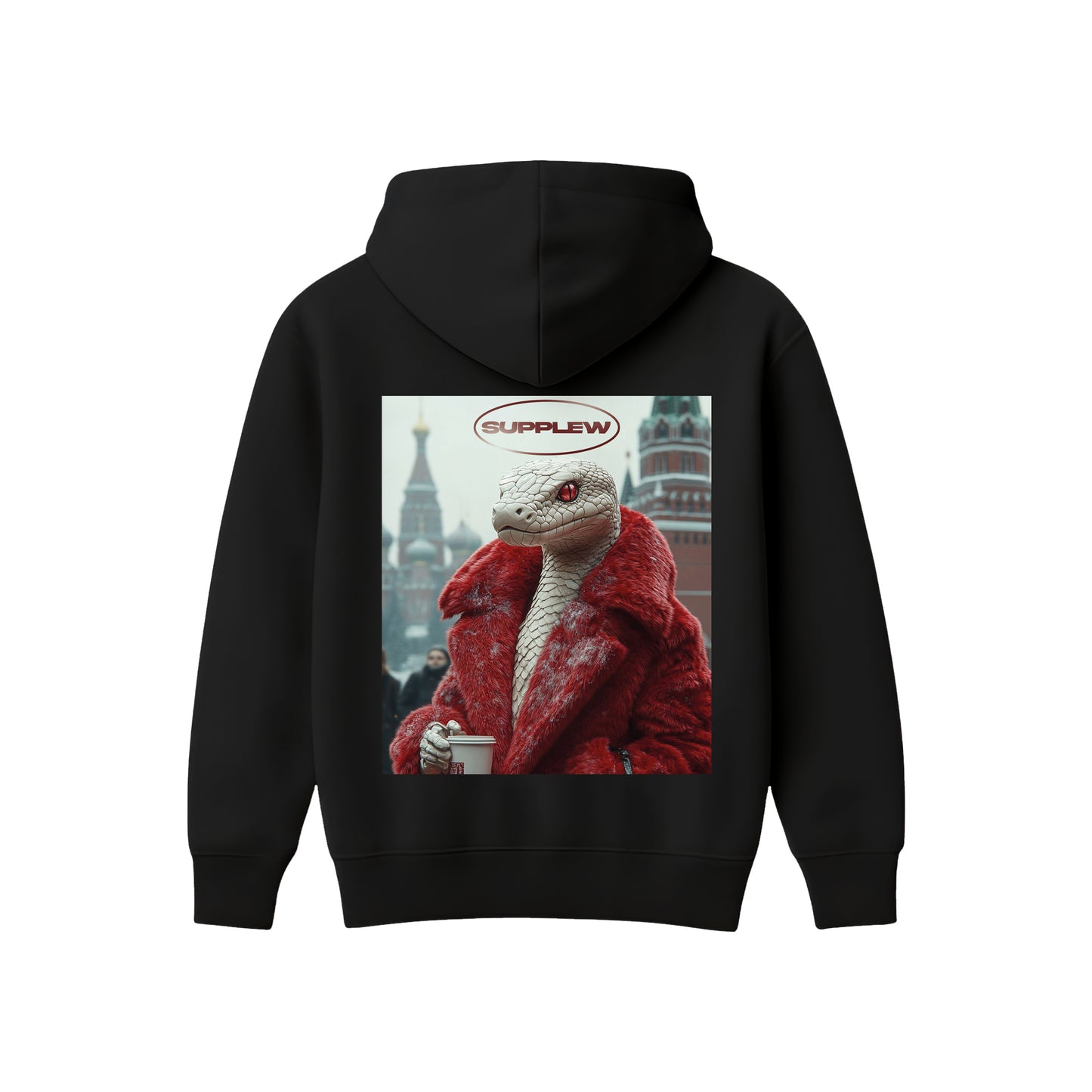 Supplew™ Kırmızı Kürklü Yılan Oversize Hoodie
