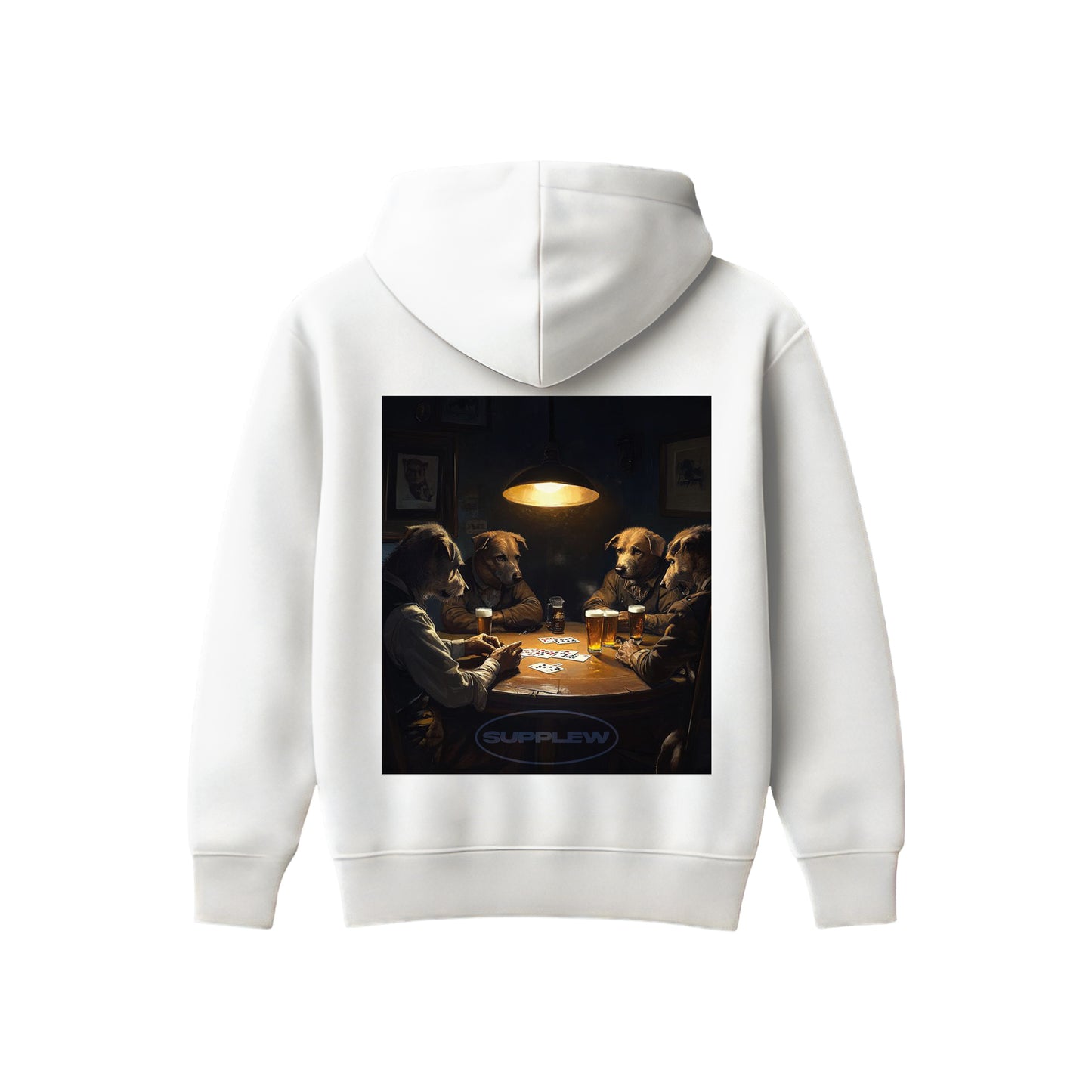 Supplew™ Pub’da Kart Oynayan Köpekler Oversize Hoodie
