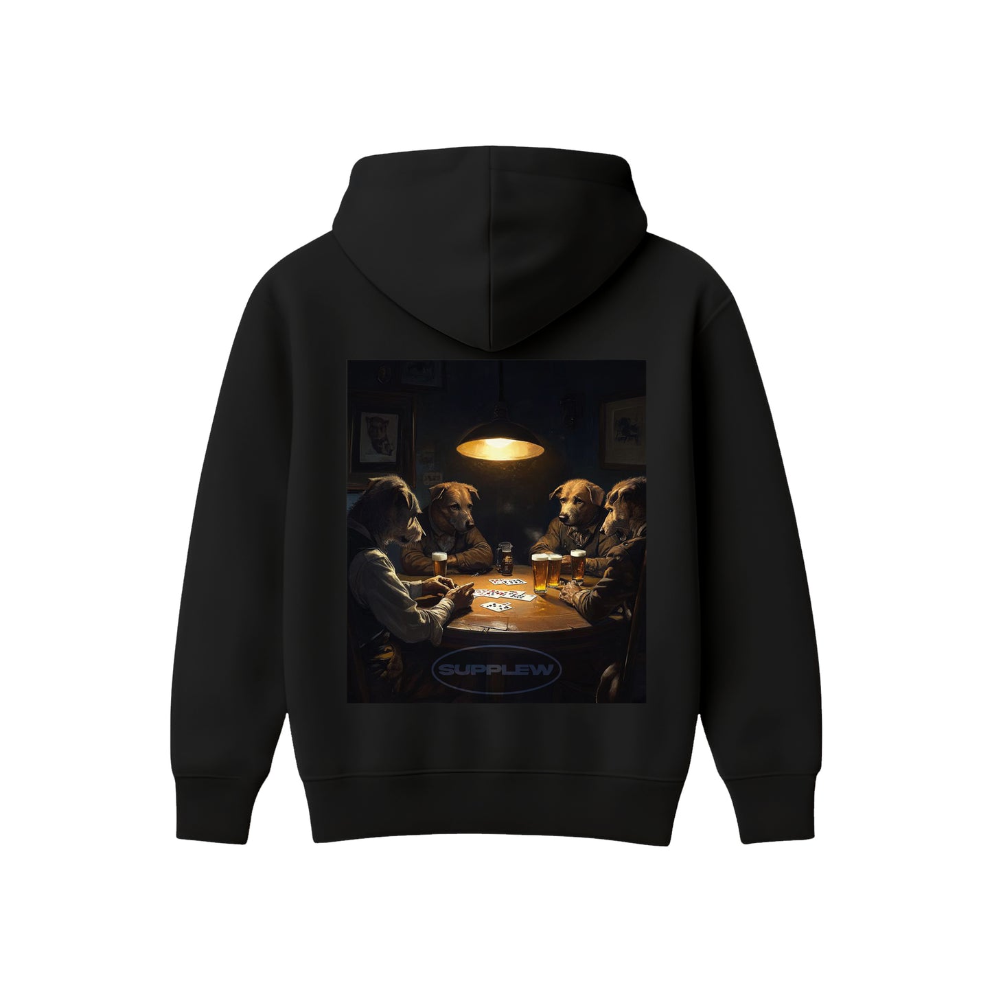 Supplew™ Pub’da Kart Oynayan Köpekler Oversize Hoodie